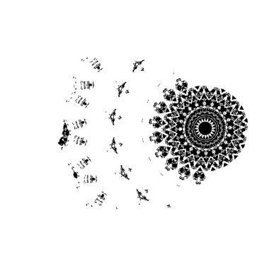 Beyaz arkaplanda soyut siyah mürekkep lekesi. 