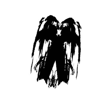 creative element of black brush stroke on white background 