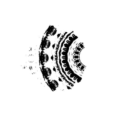 Stres tabakası, toz betonu, soyulmuş taş asfalt, grunge arkaplan. soyut çember ve yarım ton vektör çizimi