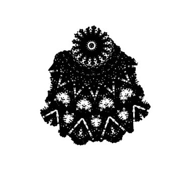 Elle çizilmiş Noel ağacı, kar tanesiyle. Karalama stili. Beyaz arkaplanda izole edilmiş vektör illüstrasyonu.