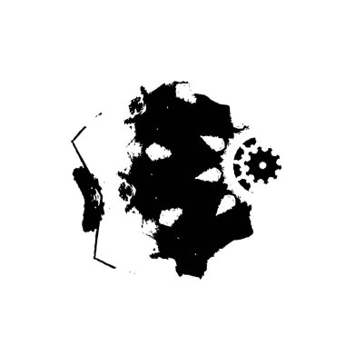 Soyut siyah-beyaz vektör arkaplanı. Çatlak, leke ve noktalarda kirli desenli tek renkli klasik yüzey. Karanlık korku tarzında eski bir duvar.