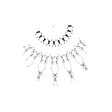 Soyut siyah-beyaz vektör arkaplanı. Çatlak, leke ve noktalarda kirli desenli tek renkli klasik yüzey. Karanlık korku tarzında eski bir duvar.