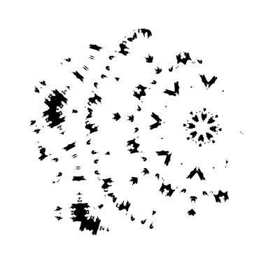 Soyut siyah-beyaz vektör arkaplanı. Çatlak, leke ve noktalarda kirli desenli tek renkli klasik yüzey. Karanlık korku tarzında eski bir duvar.