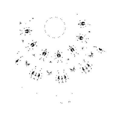 Soyut siyah-beyaz vektör arkaplanı. Çatlak, leke ve noktalarda kirli desenli tek renkli klasik yüzey. Karanlık korku tarzında eski bir duvar.