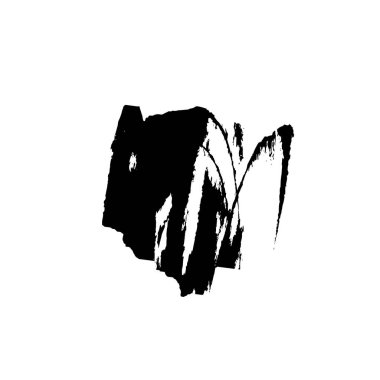 Beyaz arkaplanda soyut siyah mürekkep lekesi