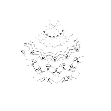 El çizimi güneş batımı. vektör illüstrasyonu