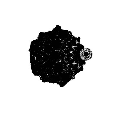 Beyaz arkaplanda soyut siyah mürekkep lekesi