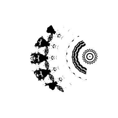 Beyaz arkaplanda soyut siyah mürekkep lekesi