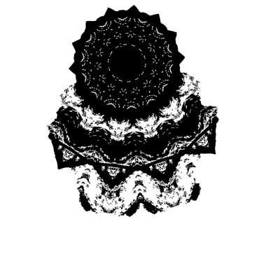 siyah-beyaz yuvarlak çerçeve ve mandala