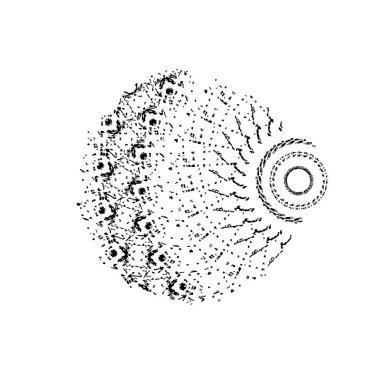 Beyaz arkaplanda soyut koyu geometrik çizim