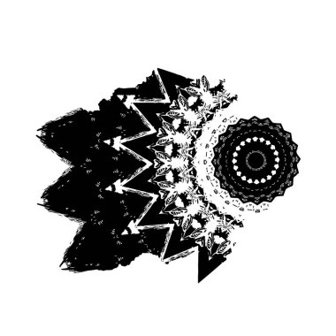 Elle çizilmiş element. Beyaz arkaplanda el boyası mürekkep izole edilmiş siyah mürekkep fırça darbelerinin vektör çizimi.