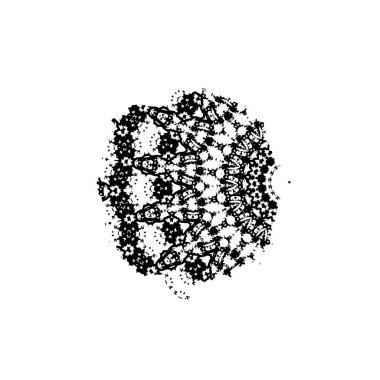 Elle çizilmiş element. Beyaz arkaplanda el boyası mürekkep izole edilmiş siyah mürekkep fırça darbelerinin vektör çizimi.