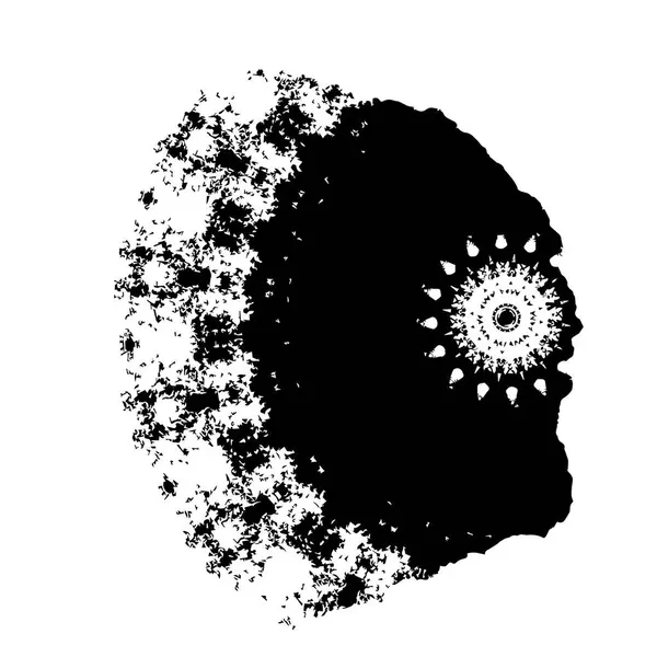 Beyaz arkaplanda soyut siyah mürekkep lekesi