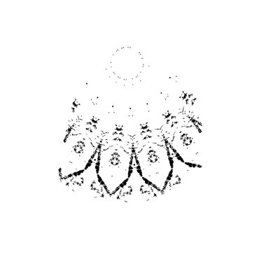 El çizimi çiçek ve böğürtlen karalaması beyaz arka planda izole