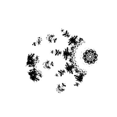 Siyah mürekkep fırça darbelerinin vektör çizimi elle boyanmış mürekkep ve beyaz arka planda siyah izole. el çizimi tasarım elemanları.