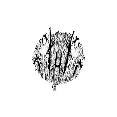 Fırçalı ağaç silueti. Doğa ve orman ormanı.