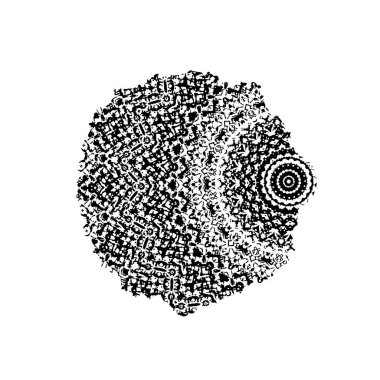 Beyaz arkaplan ile siyah yuvarlak bir çerçevenin vektör çizimi