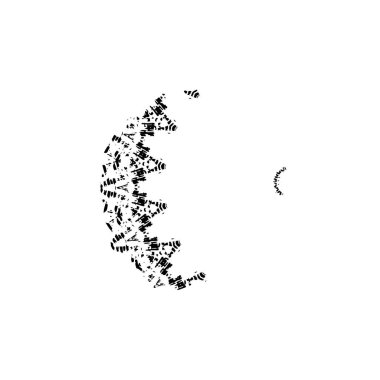 Siyah el çizimi vektör çizimi, grunge fırça darbeleri beyaz arkaplanda izole