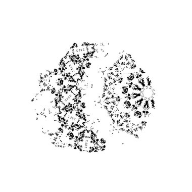 Siyah el çizimi vektör çizimi, mürekkep lekesi, beyaz arkaplanda grunge fırça darbeleri