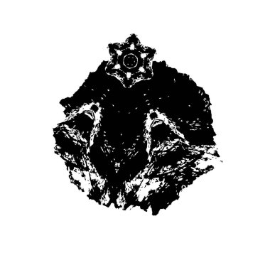 Siyah el çizimi vektör çizimi, mürekkep lekesi, beyaz arkaplanda grunge fırça darbeleri