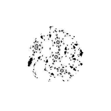 Siyah el çizimi vektör çizimi, mürekkep lekesi, beyaz arkaplanda grunge fırça darbeleri