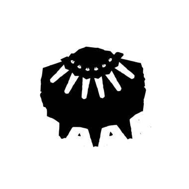 Siyah el çizimi vektör çizimi, mürekkep lekesi, beyaz arkaplanda grunge fırça darbeleri