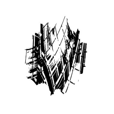 Siyah el çizimi vektör çizimi, mürekkep lekesi, beyaz arkaplanda grunge fırça darbeleri