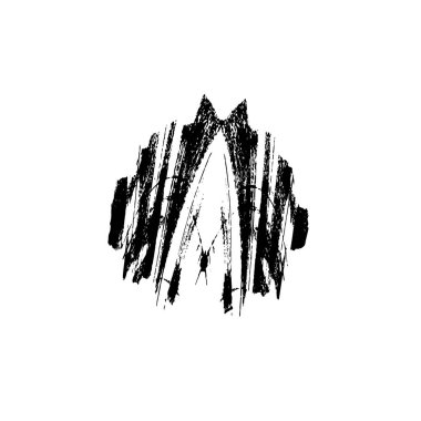 Siyah el çizimi vektör çizimi, mürekkep lekesi, beyaz arkaplanda grunge fırça darbeleri