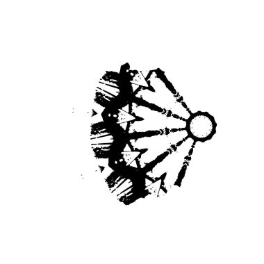 Siyah el çizimi vektör çizimi, mürekkep lekesi, beyaz arkaplanda grunge fırça darbeleri