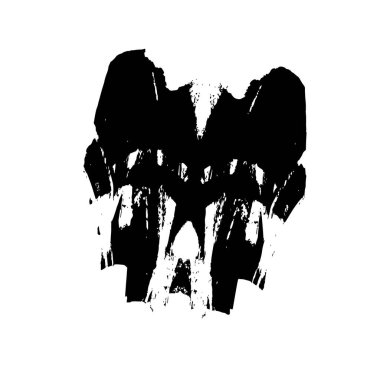 Siyah el çizimi vektör çizimi, mürekkep lekesi, beyaz arkaplanda grunge fırça darbeleri