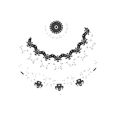 Siyah el çizimi vektör çizimi, mürekkep lekesi, beyaz arkaplanda grunge fırça darbeleri