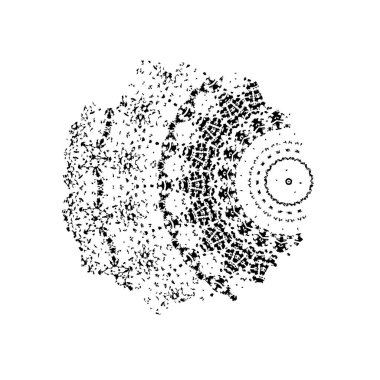 Siyah el çizimi vektör çizimi, mürekkep lekesi, beyaz arkaplanda grunge fırça darbeleri