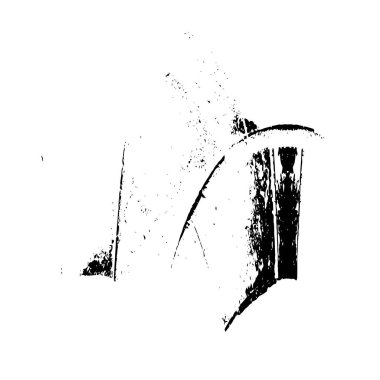 Siyah el çizimi vektör çizimi, mürekkep lekesi, beyaz arkaplanda grunge fırça darbeleri