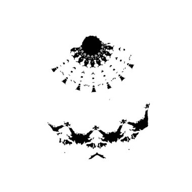 Siyah el çizimi vektör çizimi, mürekkep lekesi, beyaz arkaplanda grunge fırça darbeleri