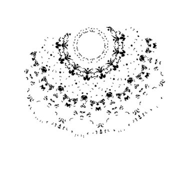 Siyah el çizimi vektör çizimi, mürekkep lekesi, beyaz arkaplanda grunge fırça darbeleri