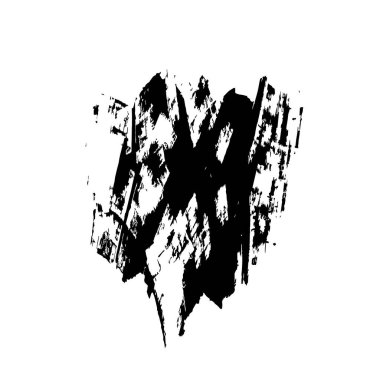 Beyaz arka planda siyah grunge fırça darbeleri. Soyut yazdırma