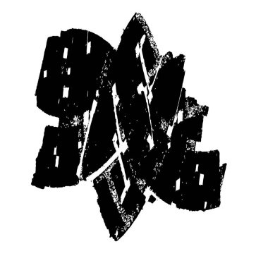 Beyaz arka planda siyah grunge fırça darbeleri. Soyut yazdırma