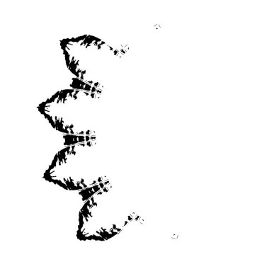 Beyaz arka planda siyah grunge fırça darbeleri. Soyut yazdırma