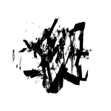 beyaz arkaplanda izole edilmiş siyah fırça darbesinin grunge dokusu 