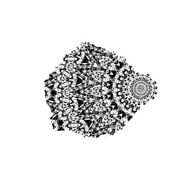 Beyaz arkaplanda kısmi mandala geometrik izi