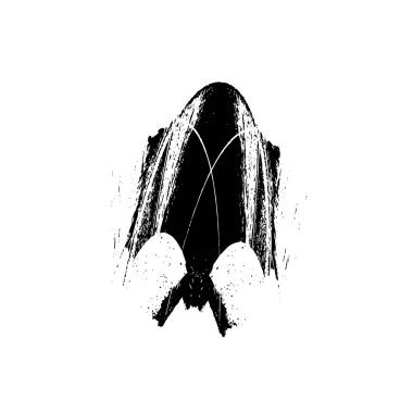 Beyaz arka planda siyah ve beyaz noktalı mürekkep ve fırça darbelerinin çizimi