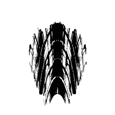 Beyaz arkaplanda soyut siyah el boyalı element