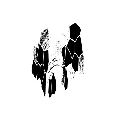 Beyaz arkaplanda soyut siyah el boyalı element