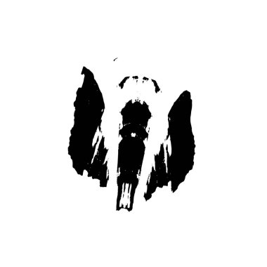 Köpeğin beyaz arka planda siyah ve beyaz fırça darbeleri