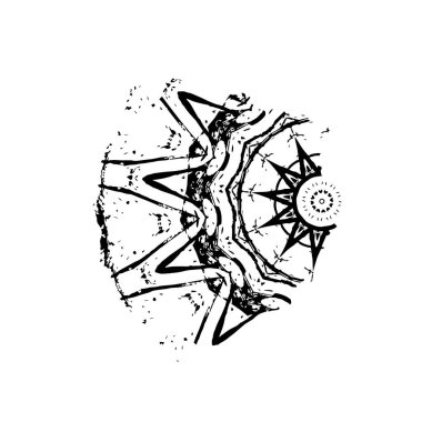 Vektör el çizimi bir güneş, yıldızlar ve ayın çizimi. Beyaz arka planda izole edilmiş. Poster, kart, baskı, tişört şablonu