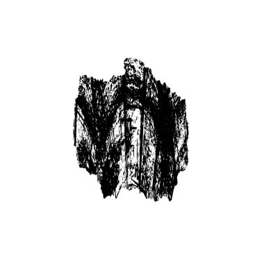 Beyaz arkaplanda soyut grunge siyah nokta izole