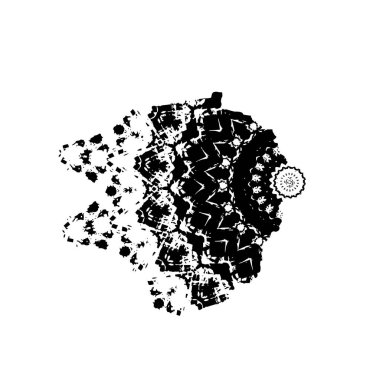 beyaz arkaplanda grunge siyah mürekkep darbesi