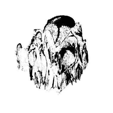 Grunge siyah ve beyaz dokusu. Soyut nokta izole edildi