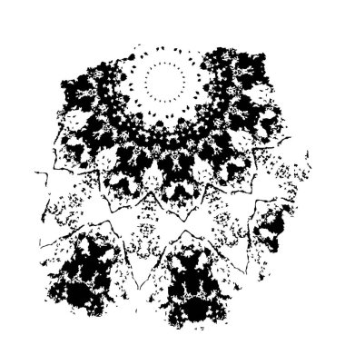 Grunge üst üste biniyor. Soyut siyah-beyaz vektör arkaplanı. Çatlak, leke ve noktalarda kirli desenli tek renkli klasik yüzey. Karanlık korku tarzında eski bir duvar.