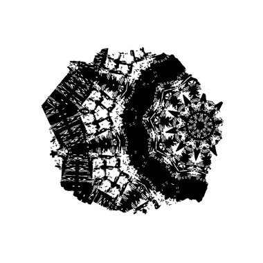 Grunge üst üste biniyor. Soyut siyah-beyaz vektör arkaplanı. Çatlak, leke ve noktalarda kirli desenli tek renkli klasik yüzey. Karanlık korku tarzında eski bir duvar.